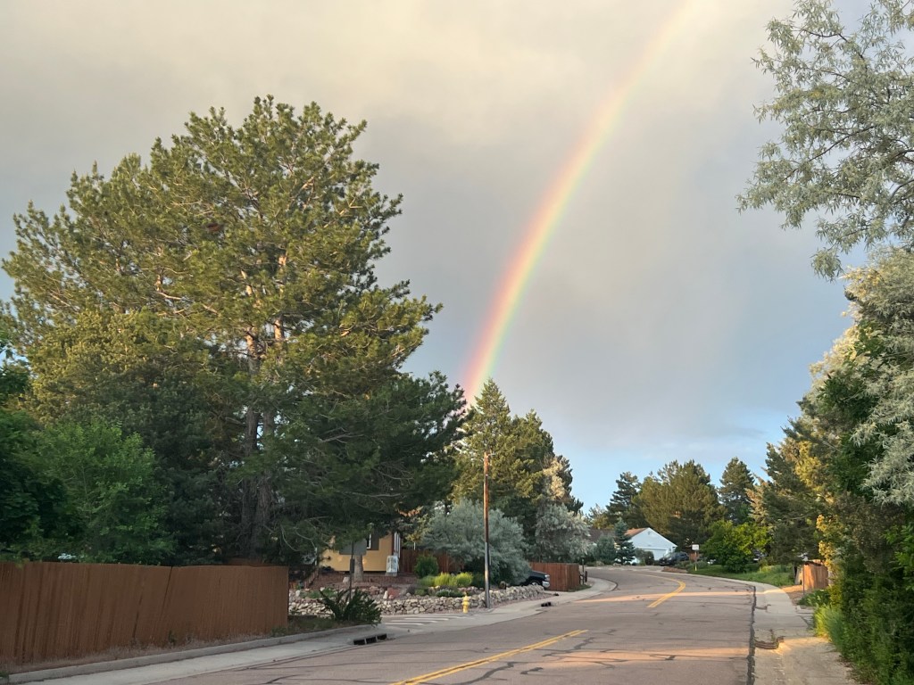 Heading back from our hike to  grandmas (in the neigborhood of the rock)